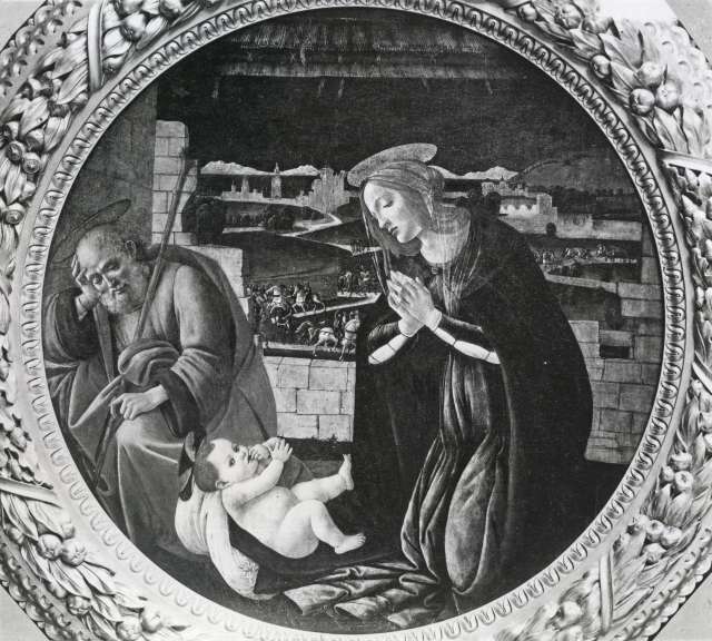 Anonimo — Filipepi Alessandro - bottega - sec. XV - Adorazione del Bambino con san Giuseppe — insieme